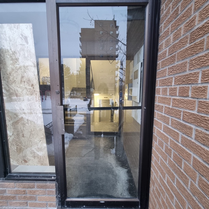 Commercial glass door replacement after emergency board-up in Toronto